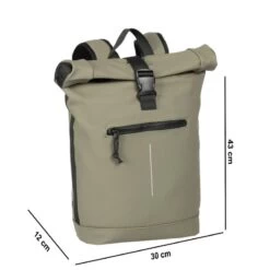 New Rebels Mart Waterproof Rolltop Rugzak Met Laptopvak 15,6" Taupe -Nieuwe Laptoptas new rebels mart waterproof rolltop rugzak met laptopvak 156 taupe new rebels 121785